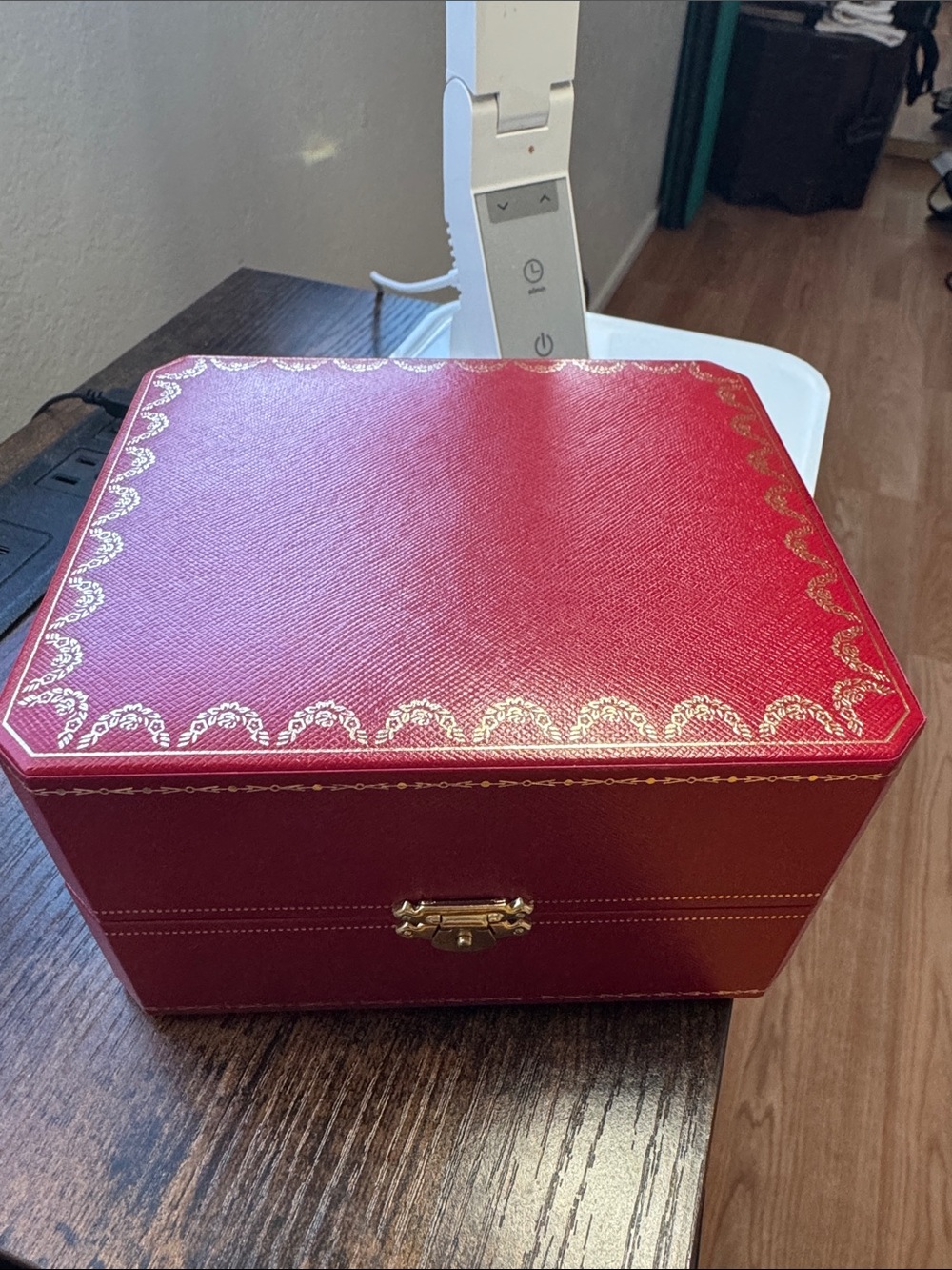 Cartier Red Decorative Jewelry Storage Box with Gold Trim with book